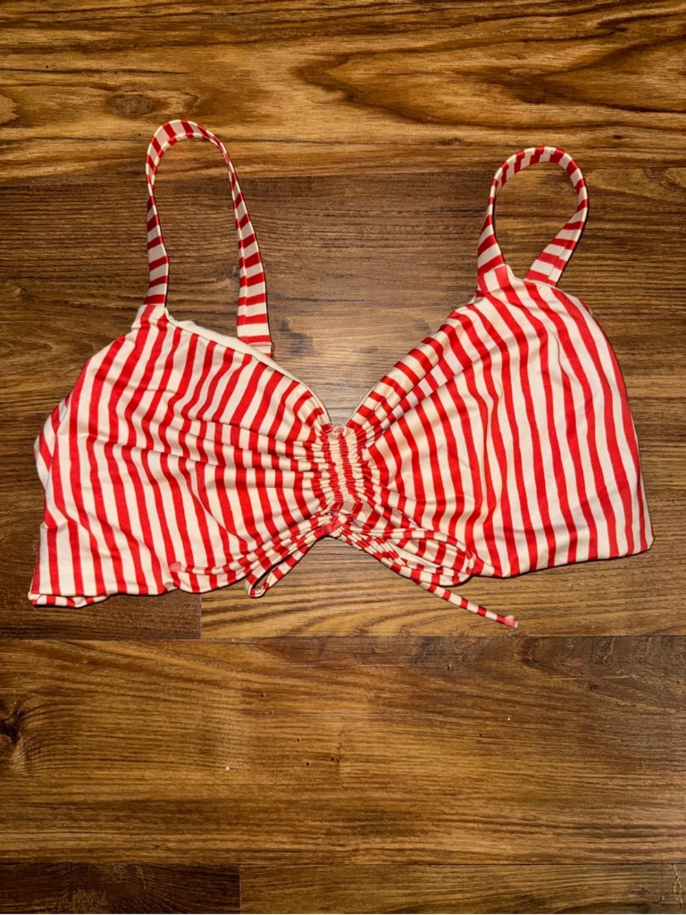 Striped Red & White Women's Bikini Top